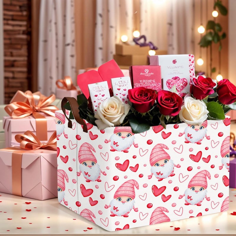 SETAMA Cute Large Valentine's Day Gift Basket Empty Heart Decor Storage Bin for Kid Baby Room Décor (Dwarf Elf Love) - Image 4